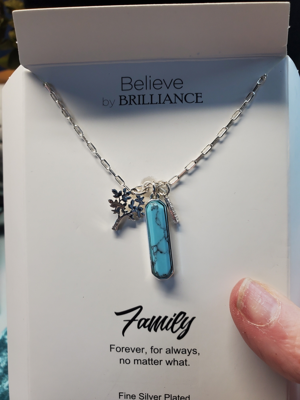Believe by Brilliance Turquoise Bar Pendant Necklace - Blue